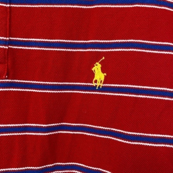 Ralph Lauren Vintage Polo Sz XL Red Striped Short Sleeve Shirt - Picture 7 of 10